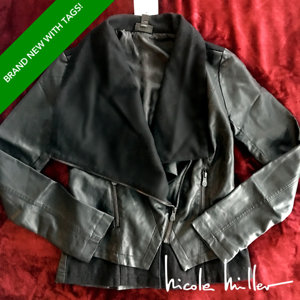 **NEW W TAGS** Nicole Miller Veg Leather Jacket XS